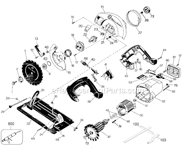 Page A Diagram and Parts List for 7392 Type 1 Black and Decker Circular Saw